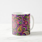 Mug Paisley violet, rose et vert (Devant droit)
