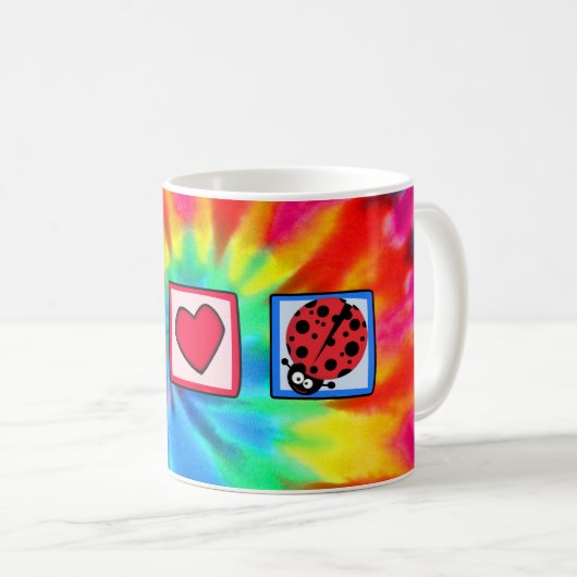 Mug Paix, amour, coccinelles (Devant droit)