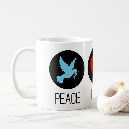 Mug Paix amour et licornes (Avec donut)