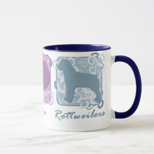 Mug Paix, amour, et rottweilers en pastel