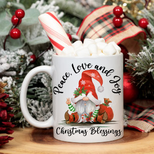 Mug Paix, Amour & Joie, Blessures de Noël Gnome mignon