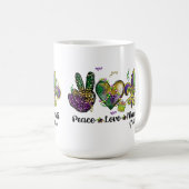 MUG PAIX AMOUR MARDI GRAS PURPLE OR VERT (Devant droit)