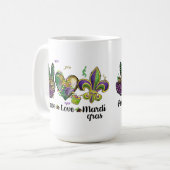 MUG PAIX AMOUR MARDI GRAS PURPLE OR VERT (Devant gauche)