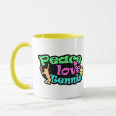 Mug Paix, amour, tennis ; Rétro (Gauche)