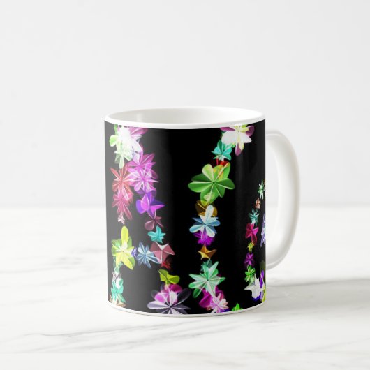 Mug "PAIX" dans l'art des fleurs Imprimer (Devant droit)