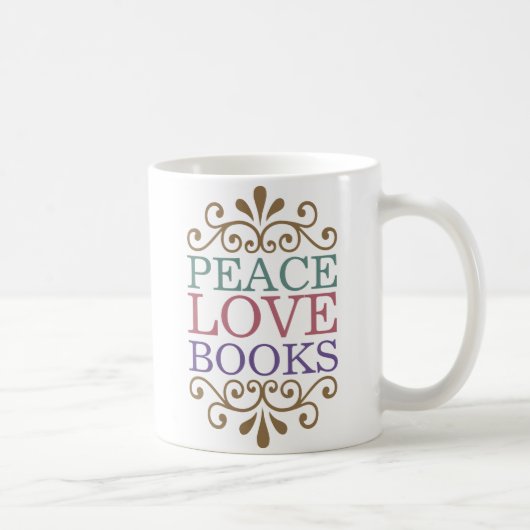 Mug Paix élégante, amour, livres (Droite)