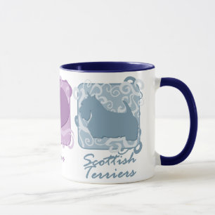 Mug Paix en pastel, amour, et terriers écossais