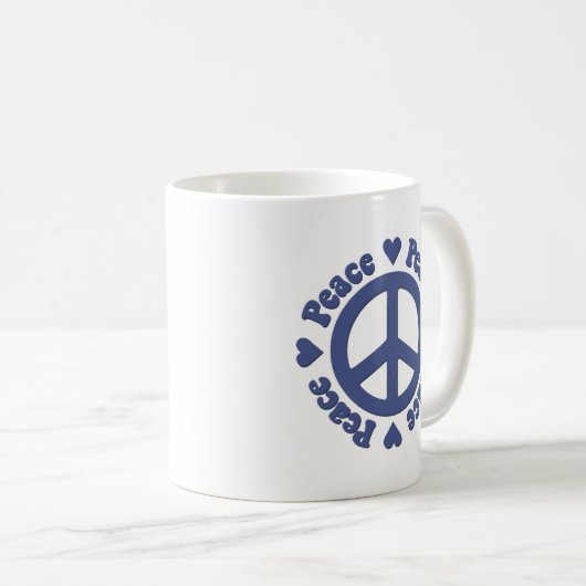 Mug Paix et amour bleu (Devant droit)
