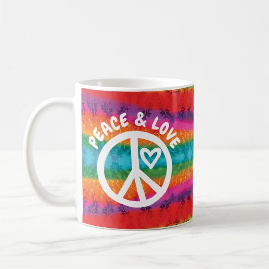 Mug Paix et amour Tie Dye Stripes (Gauche)