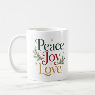 Mug Paix Joie Amour Typographie Vintage Élégante