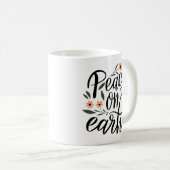 Mug Paix sur Terre Design Floral (Devant droit)