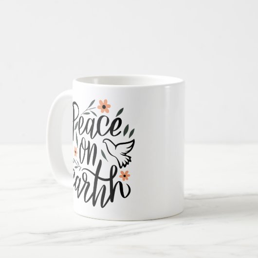 Mug Paix sur Terre Design Floral (Devant gauche)