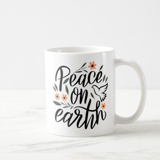 Mug Paix sur Terre Design Floral (Droite)