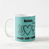 Mug Paix Turquoise Lumière Amour Infirmière Appréciati (Gauche)