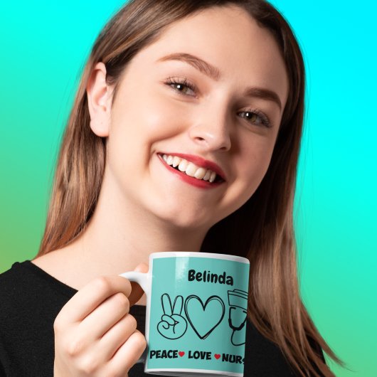 Mug Paix Turquoise Lumière Amour Infirmière Appréciati