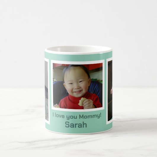 Mug Pale Mint Green 3 Photo Collage (Centre)