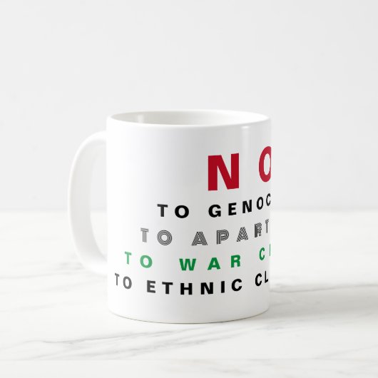 MUG PALESTINE LIBRE NON AUX CRIMES DE GUERRE APARTHEID (Devant gauche)