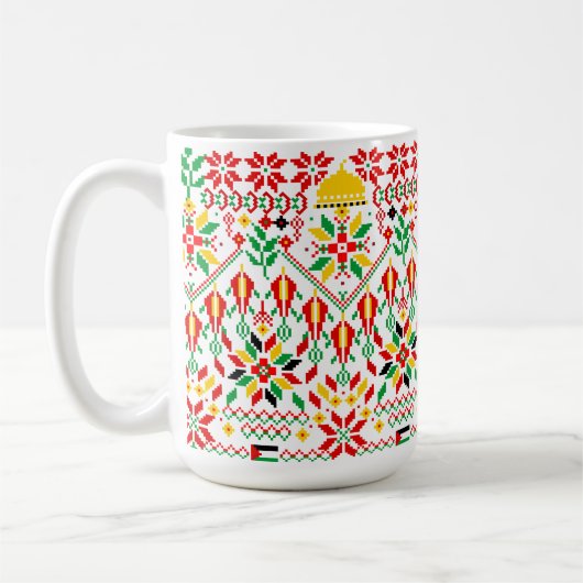 Mug Palestine Tatreez Broderie traditionnelle (Gauche)
