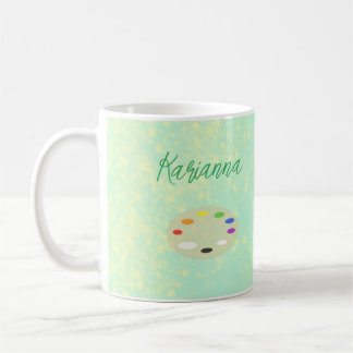 Mug Palette d'art décontracté Vert Jaune Personnalisé
