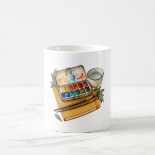 Mug Palette de peinture aquarelle et pinceaux de l'art