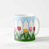 Mug Palissade blanche de charme avec tulières (Devant droit)