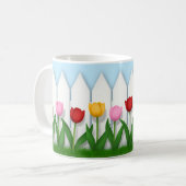 Mug Palissade blanche de charme avec tulières (Devant gauche)