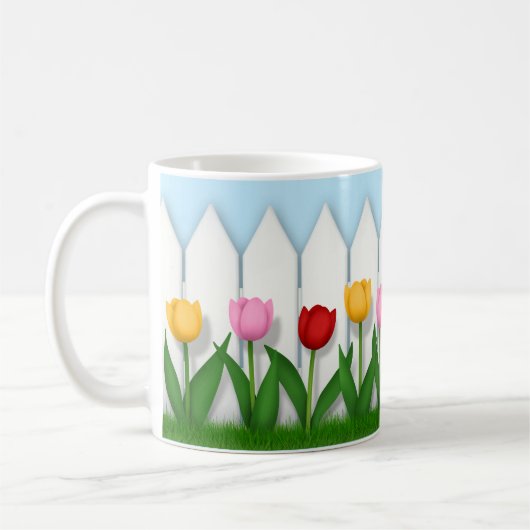 Mug Palissade blanche de charme avec tulières (Gauche)