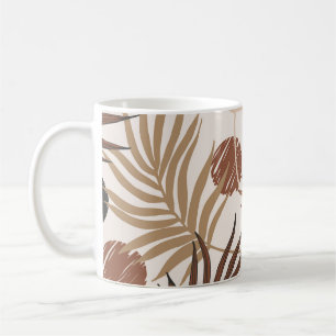 Mug palm feuille art sans couture motif sur terre ton