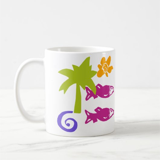Mug Palm & Fish Blockprint (Gauche)