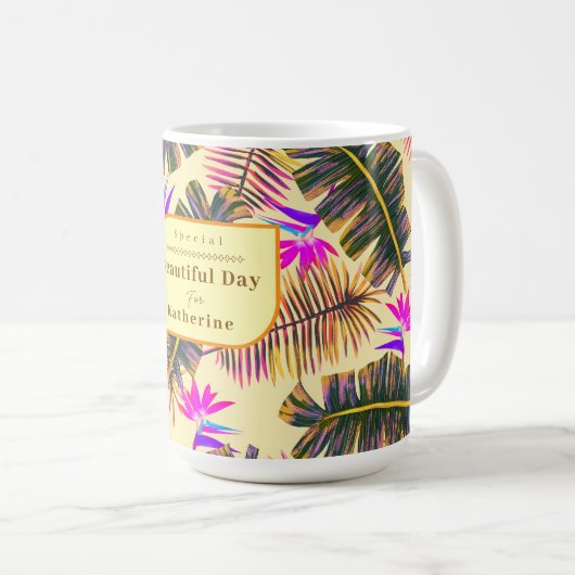 Mug Palm Paradise jaune (Devant droit)