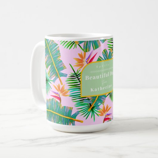 Mug Palm Paradise rose (Devant gauche)
