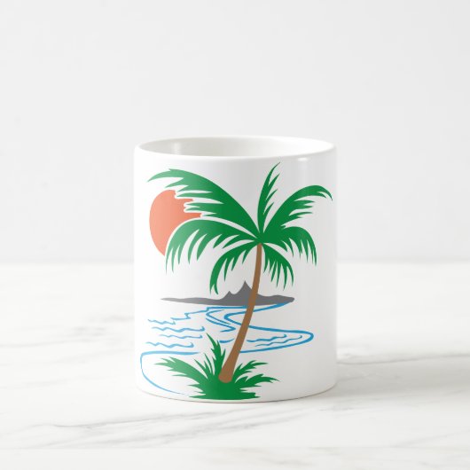 Mug Palm Tree by the River | Tropical Sunset Art (Centre)