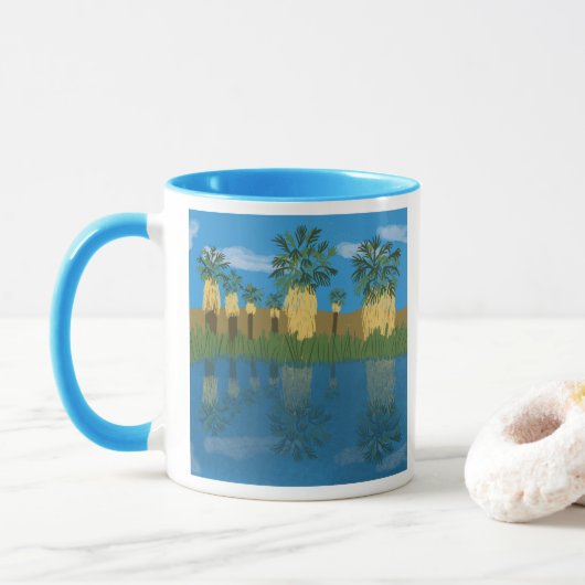 Mug Palm Tree Oasis California Desert (Avec donut)