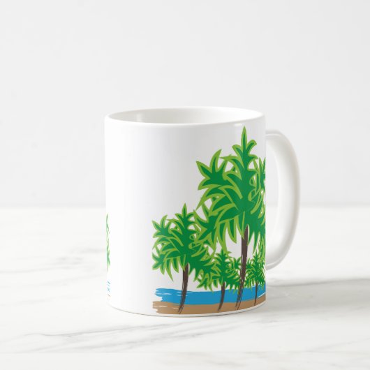 Mug Palm Trees Aquarelle Plage Tropicale (Devant droit)