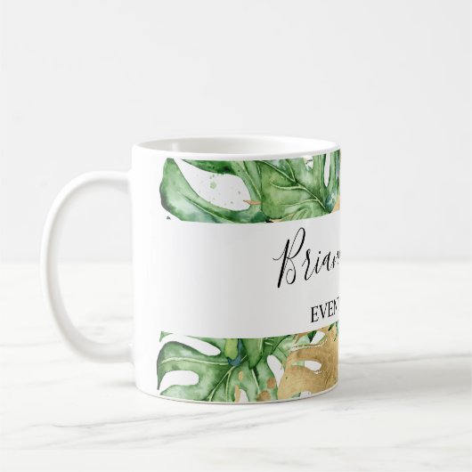 Mug Palm vert Feuille or blanc Tropical (Gauche)