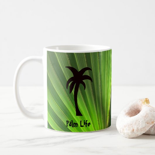 Mug Palm vert Frond avec Palm Tree (Avec donut)