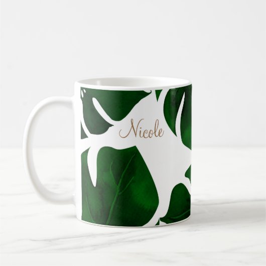 Mug Palme tropicale verte foncée Feuille Summer Island (Gauche)