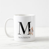 Mug Palmetto rose Floral Feuille Aquarelle Monogramme (Gauche)