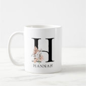 Mug Palmetto rose Floral Feuille Aquarelle Monogramme (Gauche)