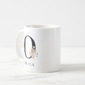 Mug Palmetto rose Floral Feuille Aquarelle Monogramme (Devant gauche)