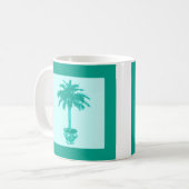 Mug Palmier à pointes - turquoise et aqua (Devant gauche)