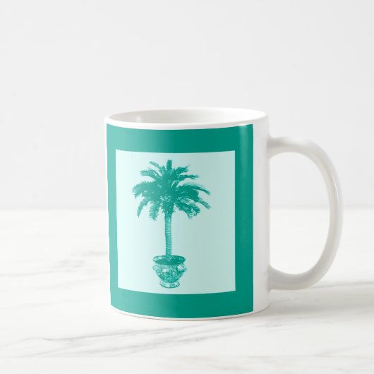 Mug Palmier à pointes - turquoise et aqua (Droite)
