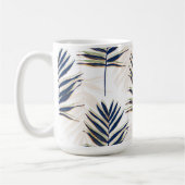 Mug Palmier bleu moderne Feuille Gold Strots Blanc Des (Gauche)