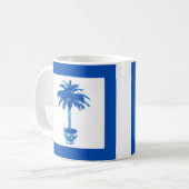 Mug Palmier en pot - bleu cobalt et blanc (Devant gauche)