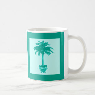 Mug Palmier en pot - turquoise et aqua
