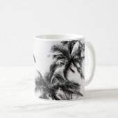 Mug Palmier Feuille Noir Blanc (Devant droit)