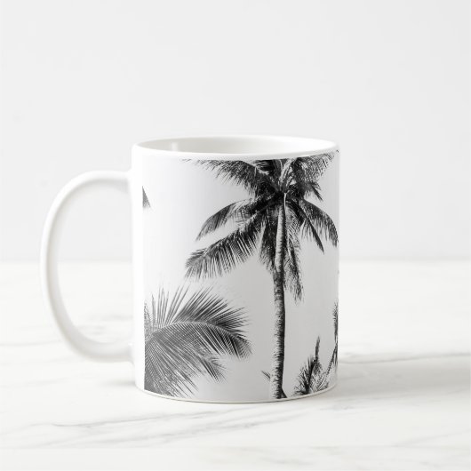 Mug Palmier Feuille Noir Blanc (Gauche)