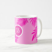 Mug palmier rose feuille moderne du milieu du siècle (Devant droit)