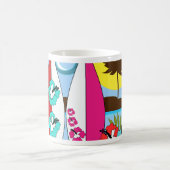 Mug Palmier surfant de planches de surf de plage (Centre)