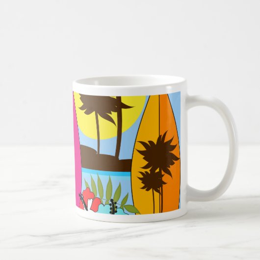 Mug Palmier surfant de planches de surf de plage (Droite)